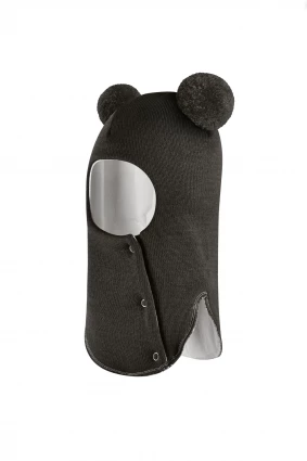 Зимова шапочка-шолом Corona.hm "Пандочка"  із кнопками  графіт