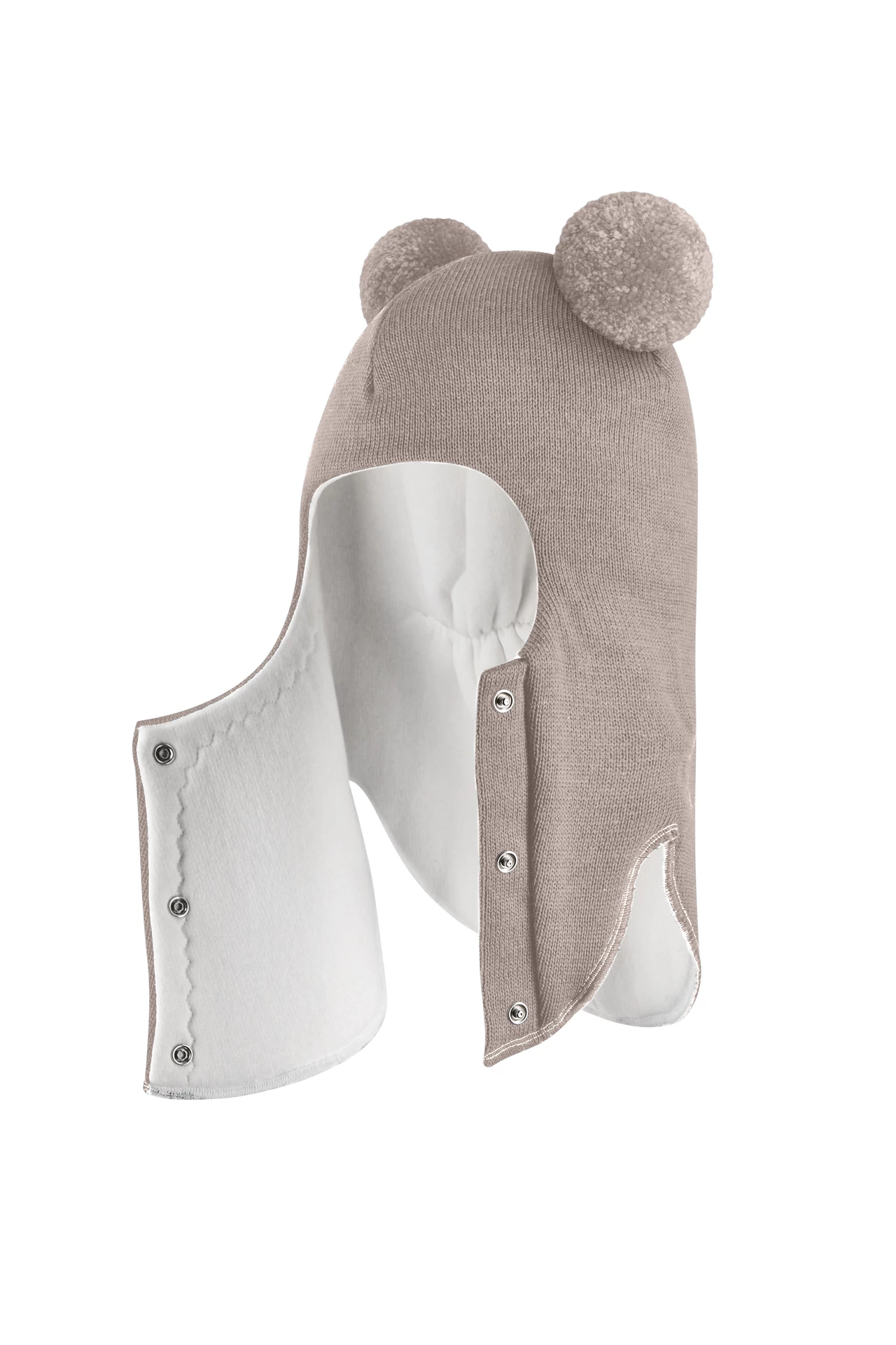 Зимова шапочка-шолом Corona.hm "Пандочка"  із кнопками  капучіно