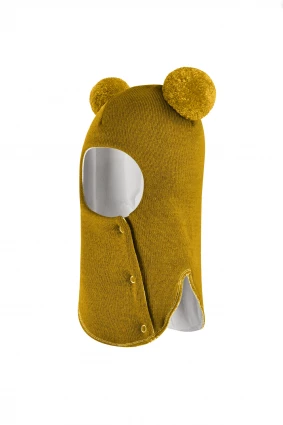 Зимова шапочка-шолом Corona.hm "Пандочка"  із кнопками  медовий