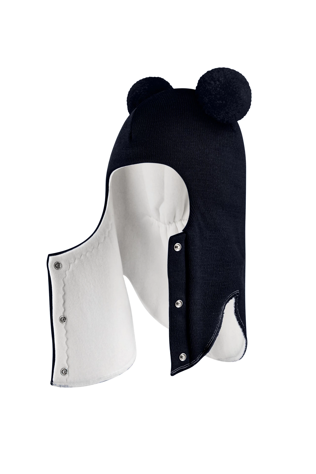 Зимова шапочка-шолом Corona.hm "Пандочка"  із кнопками  синій оксамит