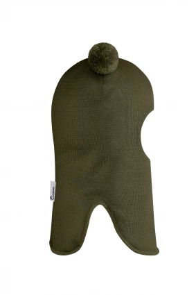 Зимняя шапочка шлем Corona.hm "Пандочка" на кнопках хаки