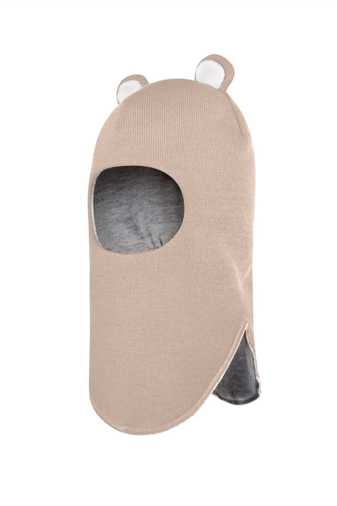 Зимняя шапочка-шлем Corona.hm "Мисс Мишутка"  беж золотой