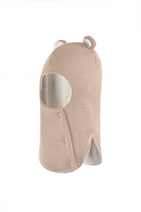 Зимова шапочка-шолом Corona.hm "Міс Ведмедиця" з кнопочками беж золотий