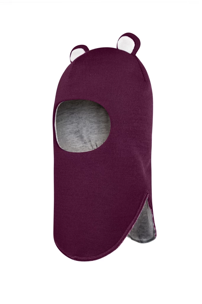 Зимняя шапочка-шлем Corona.hm "Мисс Мишутка"  бордо