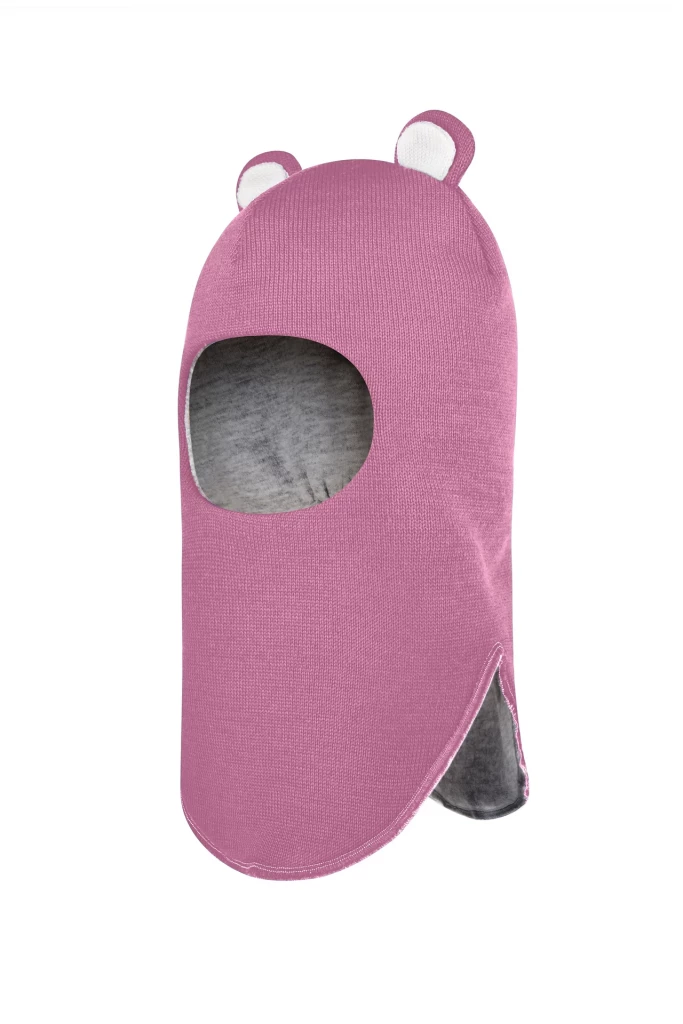 Зимняя шапочка-шлем Corona.hm "Мисс Мишутка"  пыльно-розовый