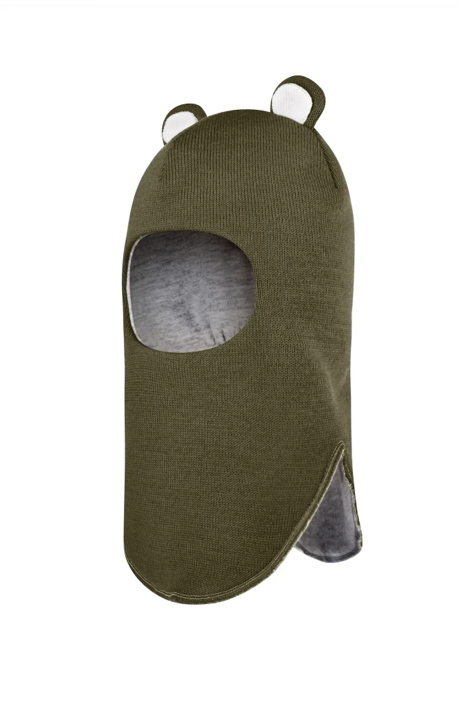 Зимняя шапочка-шлем Corona.hm "Мисс Мишутка"  хаки