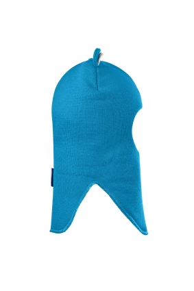 Зимняя шапочка-шлем Corona.hm "Мисс Мишутка" на кнопочках бирюза