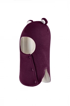 Зимняя шапочка-шлем Corona.hm "Мисс Мишутка" на кнопочках бордо