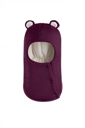 Зимняя шапочка-шлем Corona.hm "Мисс Мишутка" на кнопочках бордо