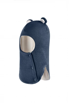 Зимняя шапочка-шлем Corona.hm "Мисс Мишутка" на кнопочках джинс