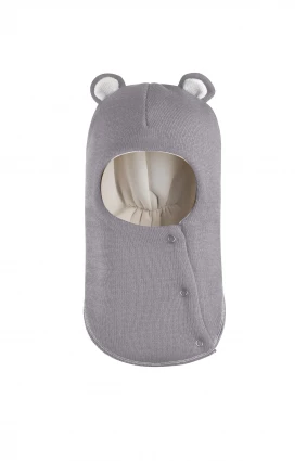 Зимняя шапочка-шлем Corona.hm "Мисс Мишутка" на кнопочках дымка