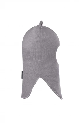 Зимняя шапочка-шлем Corona.hm "Мисс Мишутка" на кнопочках дымка