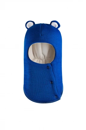 Зимняя шапочка-шлем Corona.hm "Мисс Мишутка" на кнопочках электрик