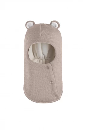 Зимняя шапочка-шлем Corona.hm "Мисс Мишутка" на кнопочках латте