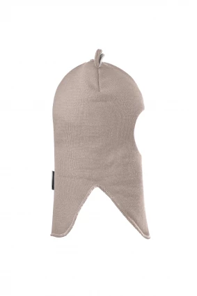 Зимняя шапочка-шлем Corona.hm "Мисс Мишутка" на кнопочках латте