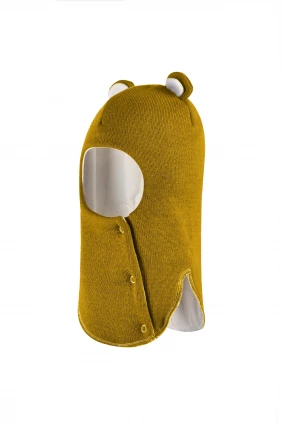 Зимова шапочка-шолом Corona.hm "Міс Ведмедиця" з кнопочками медовий