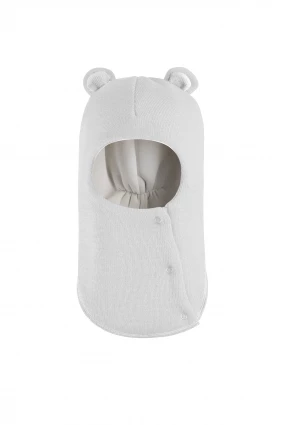 Зимняя шапочка-шлем Corona.hm "Мисс Мишутка" на кнопочках молоко