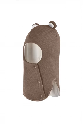 Зимова шапочка-шолом Corona.hm "Міс Ведмедиця" з кнопочками молочний шоколад