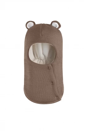 Зимова шапочка-шолом Corona.hm "Міс Ведмедиця" з кнопочками молочний шоколад