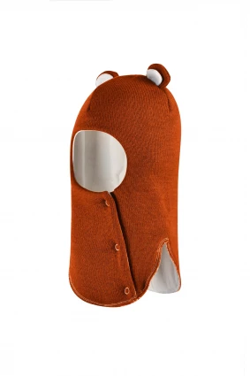 Зимова шапочка-шолом Corona.hm "Міс Ведмедиця" з кнопочками помаранчевий