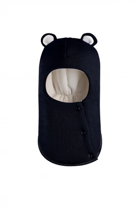 Зимова шапочка-шолом Corona.hm "Міс Ведмедиця" з кнопочками синій оксамит