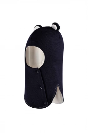 Зимняя шапочка-шлем Corona.hm "Мисс Мишутка" на кнопочках синий