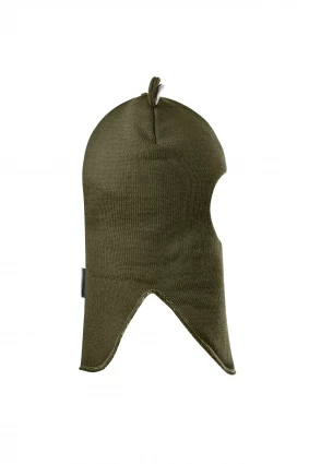 Зимняя шапочка-шлем Corona.hm "Мисс Мишутка" на кнопочках хаки