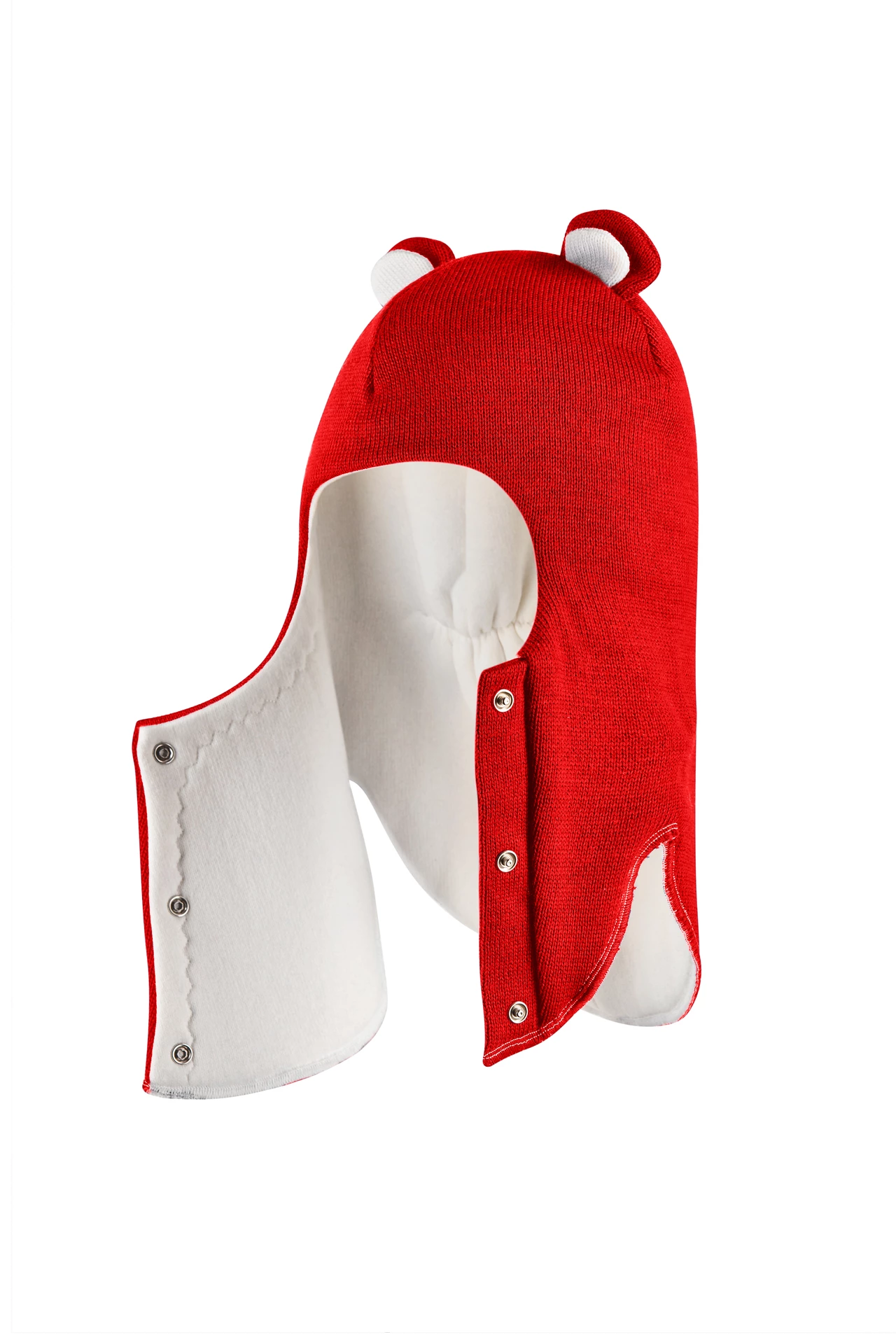 Зимняя шапочка-шлем Corona.hm "Мисс Мишутка" на кнопочках красный