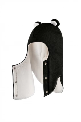 Зимняя шапочка-шлем Corona.hm "Мисс Мишутка" на кнопочках черный