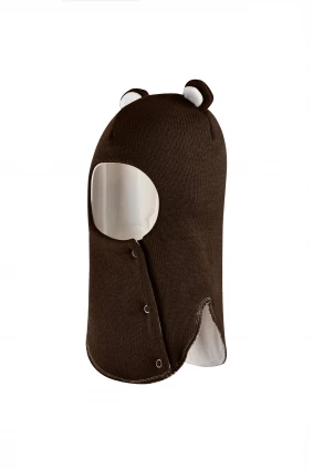 Зимняя шапочка-шлем Corona.hm "Мисс Мишутка" на кнопочках шоколад