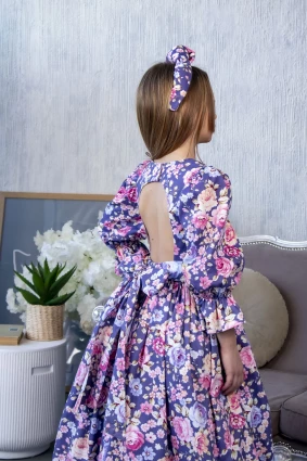 Сукня для дівчинки Corona.hm “Мері”, квіти на синьому