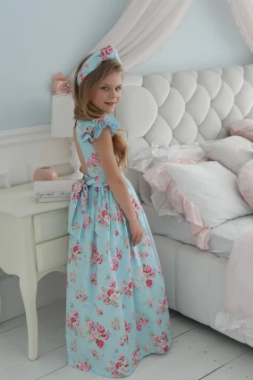 Платье для девочки Corona.hm “Роскошь”, троянда на блакитному